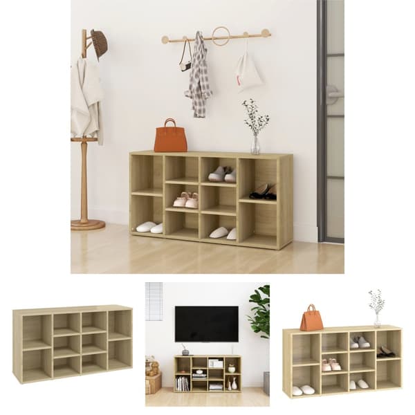 The Living Store skobænk 103x30x54,5 cm konstrueret træ sonoma-eg - Skoopbevaring