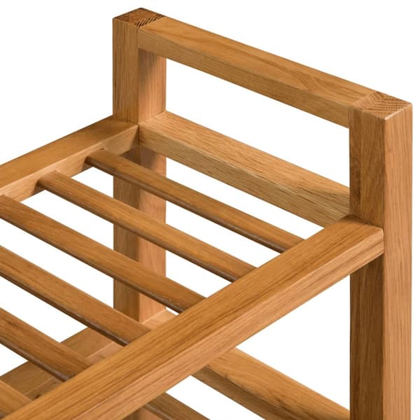 The Living Store skostativ med 3 hylder 100x27x60 cm massivt egetræ -  Skoopbevaring