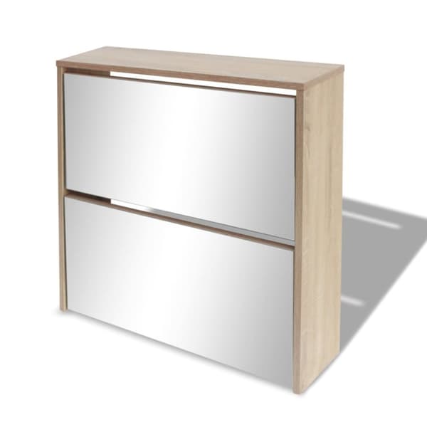 The Living Store Skoskåp med 2 lådor och spegel 63x17x67 cm ek -  Skoställ & skohyllor