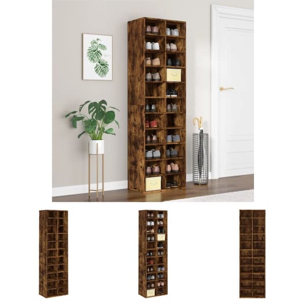 The Living Store Kenkäteline savutammi 54x34x183 cm tekninen puu -  Kenkähyllyt & -telineet