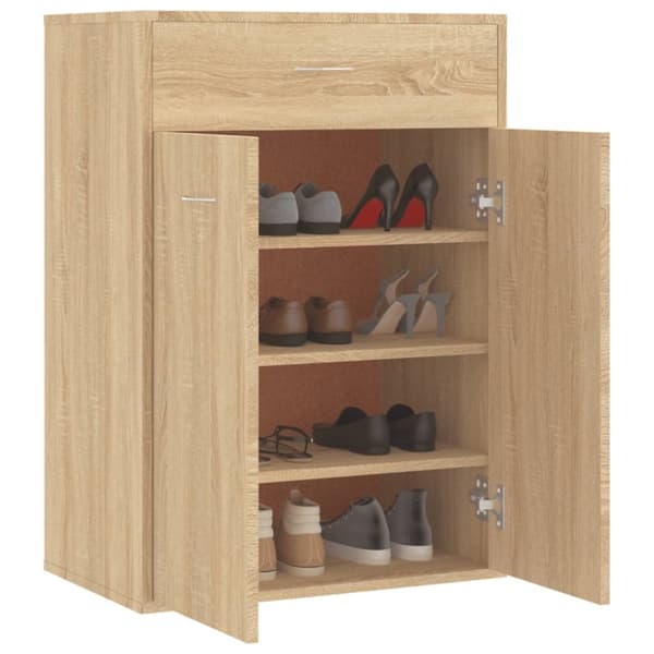 The Living Store skoskab 60x35x84 cm konstrueret træ sonoma-eg -  Skoopbevaring
