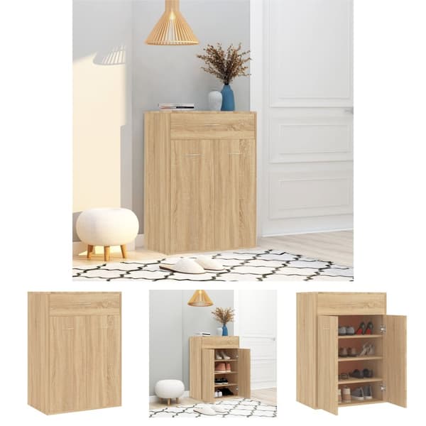 The Living Store skoskab 60x35x84 cm konstrueret træ sonoma-eg - Skoopbevaring