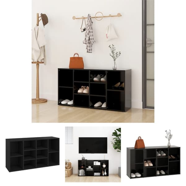 The Living Store Skobänk svart 103x30x54,5 cm konstruerat trä -  Skoställ & skohyllor