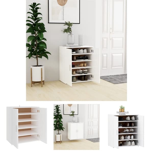 The Living Store skoreol 60x35x70 cm spånplade hvid -  Skoopbevaring