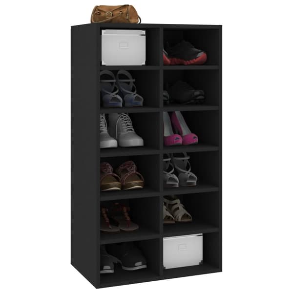 The Living Store Skohylla svart 54x34x100,5 cm konstruerat trä -  Skoställ & skohyllor