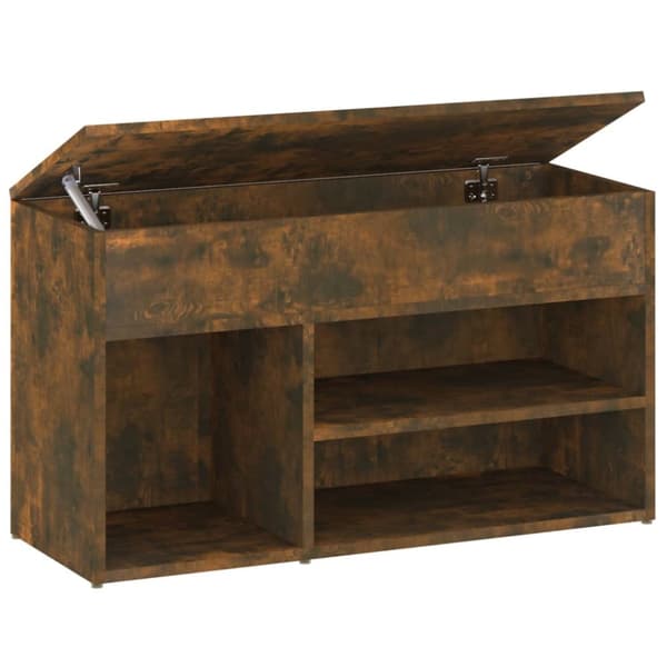The Living Store skobænk 80x30x45 cm konstrueret træ røget egetræsfarve -  Skoopbevaring