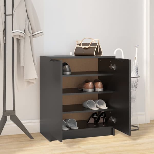 The Living Store skoreol 59x35x70 cm konstrueret træ sort -  Skoopbevaring