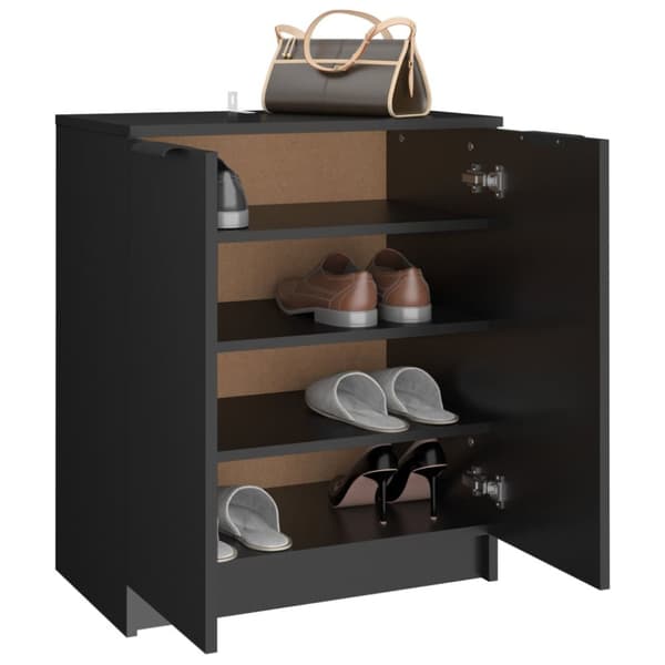 The Living Store skoreol 59x35x70 cm konstrueret træ sort -  Skoopbevaring