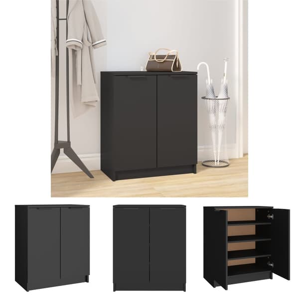 The Living Store skoreol 59x35x70 cm konstrueret træ sort -  Skoopbevaring