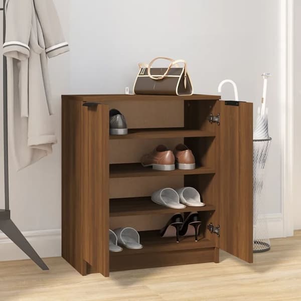 The Living Store Skoställ brun ek 59x35x70 cm konstruerat trä -  Skoställ & skohyllor