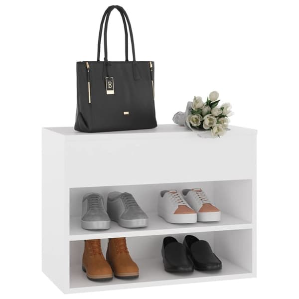 The Living Store Skobänk vit 60x30x45 cm spånskiva - Skoställ & skohyllor