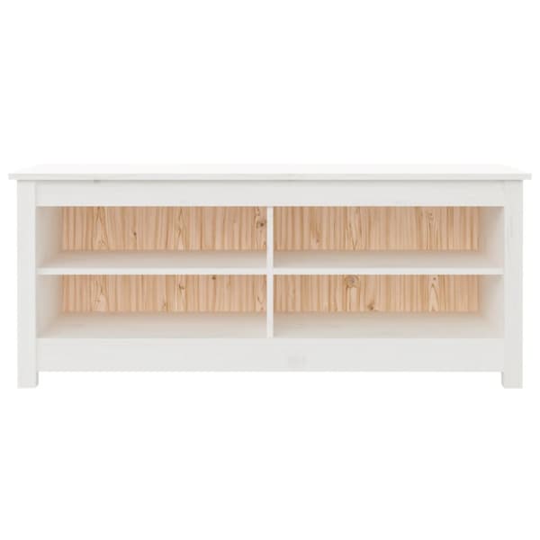The Living Store skobænk 110x38x45,5 cm massivt fyrretræ hvid -  Skoopbevaring