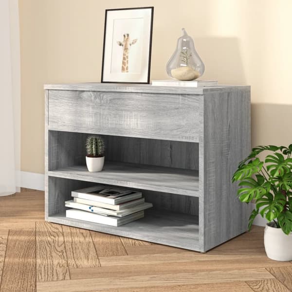 The Living Store skobænk 60x30x45 cm konstrueret træ grå sonoma-eg -  Skoopbevaring