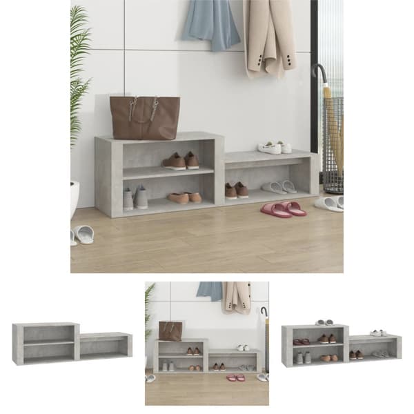 The Living Store Kenkäkaappi betoninharmaa 150x35x45 cm tekninen puu -  Kenkähyllyt & -telineet