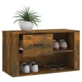 Miniatyrbillede 5 af 10: The Living Store skoskab 80x35x45 cm konstrueret træ røget egetræsfarve -  Skoopbevaring