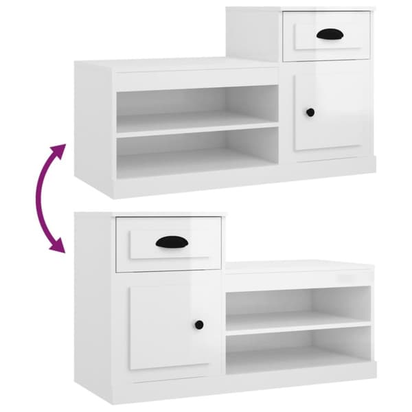 The Living Store Skoskåp vit högglans 100x42x60 cm konstruerat trä -  Skoställ & skohyllor