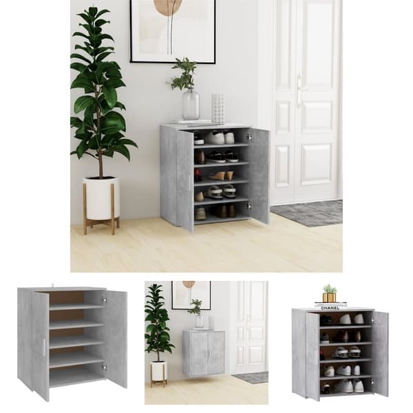 The Living Store skoskab 60x35x70 cm spånplade betongrå -  Skoopbevaring