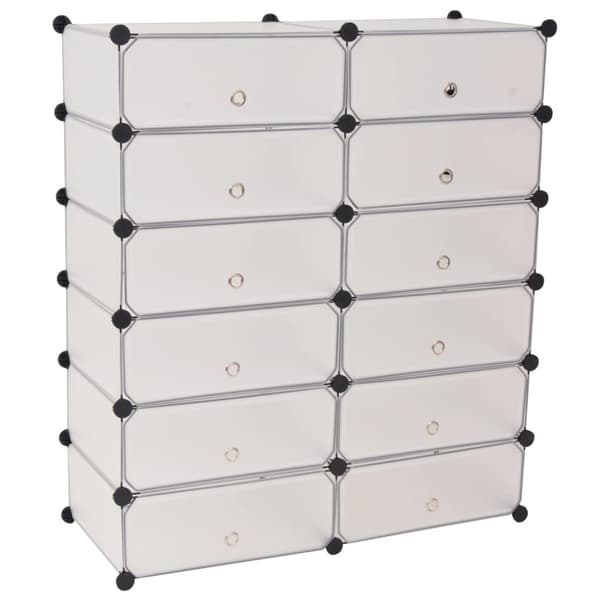 The Living Store sammensat skoskab med 12 rum hvid - Skoopbevaring