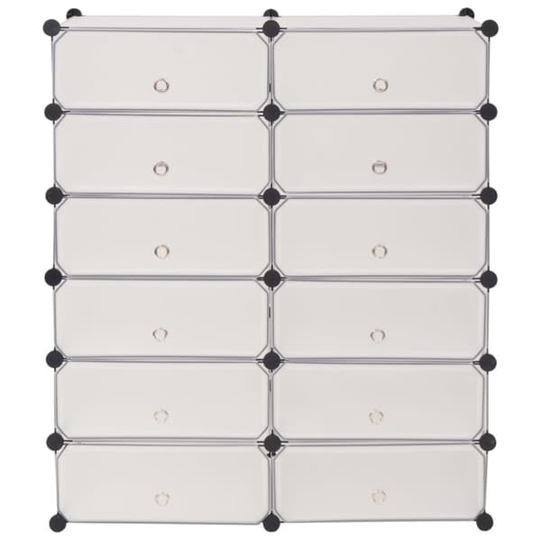 The Living Store sammensat skoskab med 12 rum hvid - Skoopbevaring