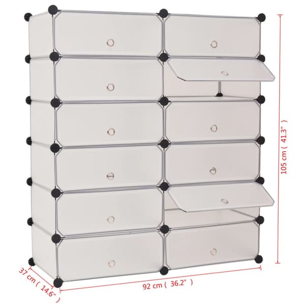 The Living Store sammensat skoskab med 12 rum hvid - Skoopbevaring