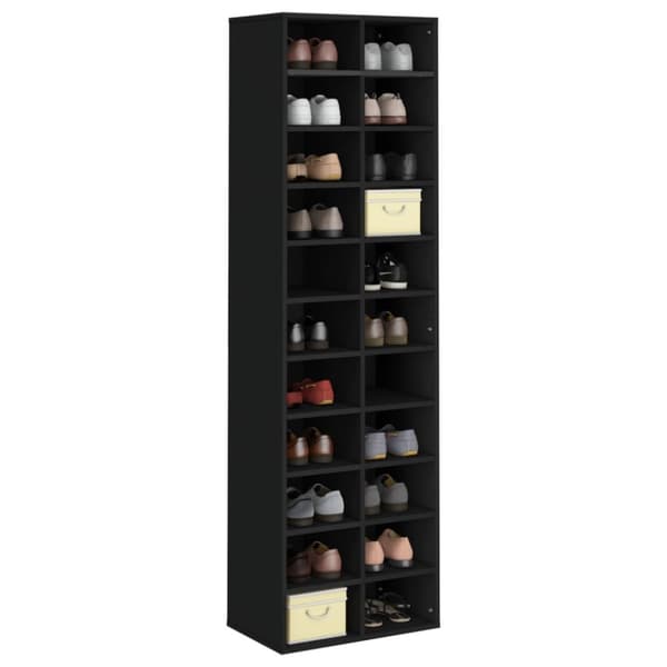 The Living Store skoreol 54x34x183 cm konstrueret træ sort -  Skoopbevaring