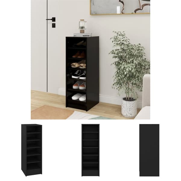 The Living Store skoreol 31,5x35x90 cm spånplade sort -  Skoopbevaring