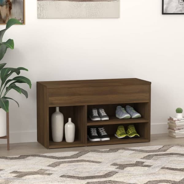 The Living Store skobænk 80x30x45 cm konstrueret træ brun egetræ -  Skoopbevaring