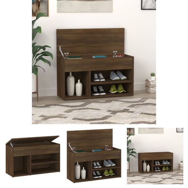 The Living Store skobænk 80x30x45 cm konstrueret træ brun egetræ -  Skoopbevaring