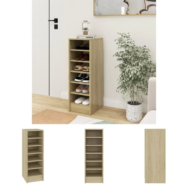 The Living Store Kenkäkaappi Sonoma-tammi 31,5x35x90 cm tekninen puu - Kenkähyllyt & -telineet