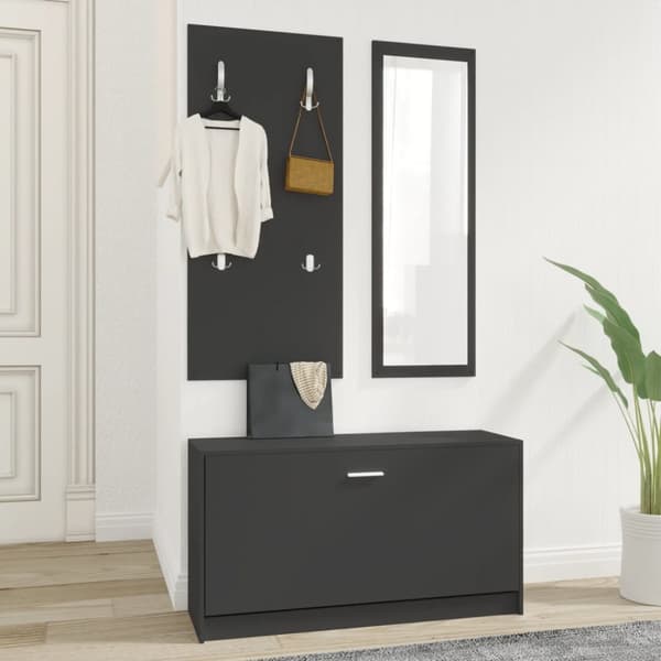 The Living Store 3-in-1 Kenkäkaappisarja musta tekninen puu -  Kenkähyllyt & -telineet