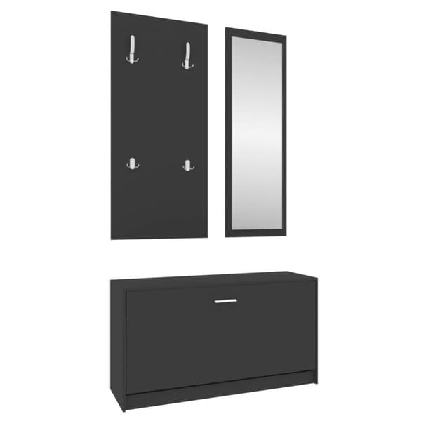 The Living Store 3-in-1 Kenkäkaappisarja musta tekninen puu -  Kenkähyllyt & -telineet