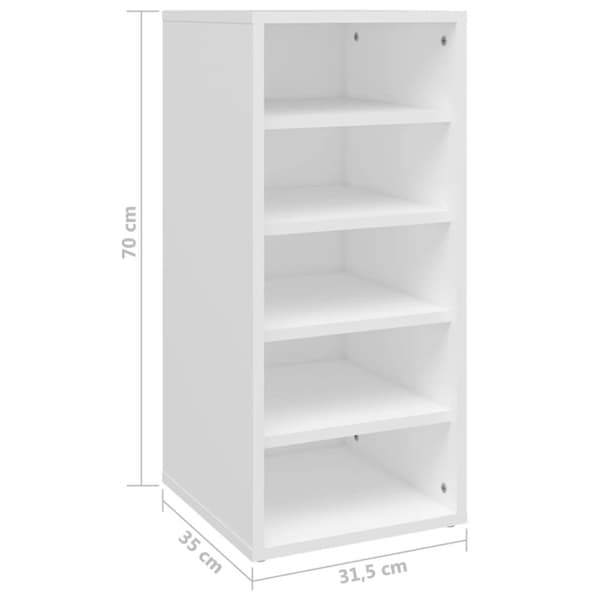 The Living Store Skoskåp vit 31,5x35x70 cm konstruerat trä -  Skoställ & skohyllor