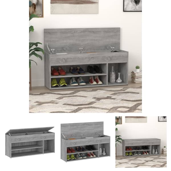 The Living Store skoreol 105x30x45 cm konstrueret træ grå sonoma-eg -  Skoopbevaring