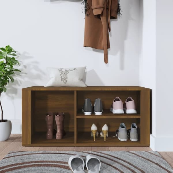The Living Store skoskab 100x35x45 cm konstrueret træ brun egetræ - Skoopbevaring