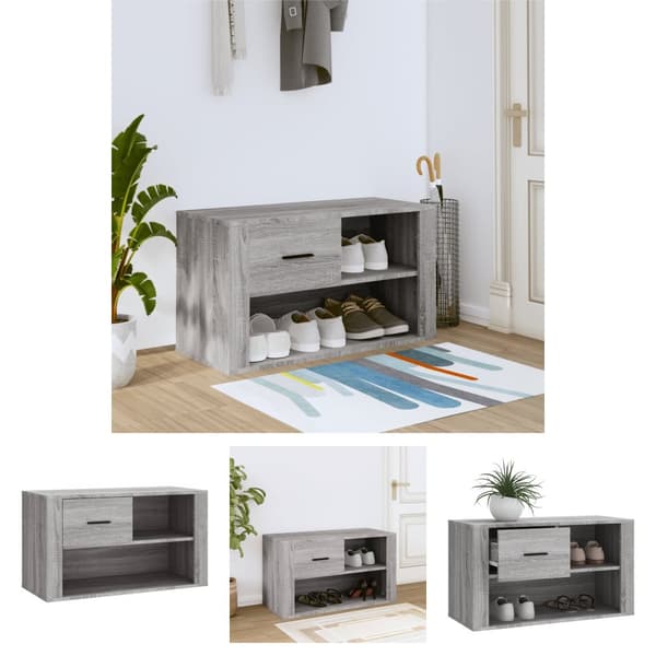 The Living Store skoskab 80x35x45 cm konstrueret træ grå sonoma-eg -  Skoopbevaring