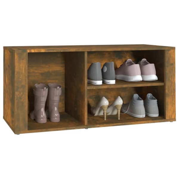 The Living Store skoskab 100x35x45 cm konstrueret træ røget egetræsfarve -  Skoopbevaring