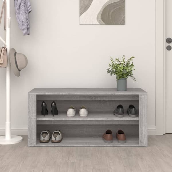 The Living Store skoreol 100x35x45 cm konstrueret træ grå sonoma-eg -  Skoopbevaring