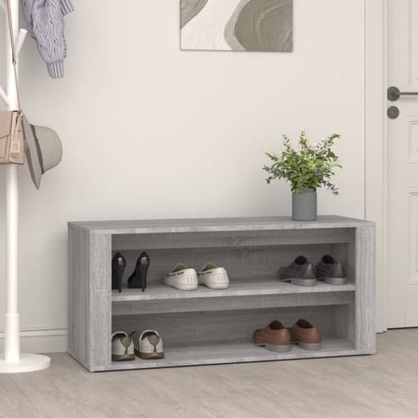 The Living Store skoreol 100x35x45 cm konstrueret træ grå sonoma-eg -  Skoopbevaring