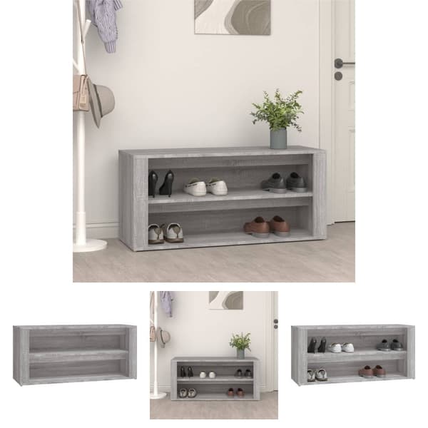 The Living Store skoreol 100x35x45 cm konstrueret træ grå sonoma-eg -  Skoopbevaring