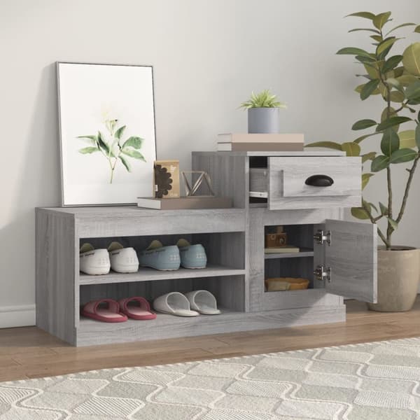 The Living Store skoskab 100x42x60 cm konstrueret træ grå sonoma-eg -  Skoopbevaring