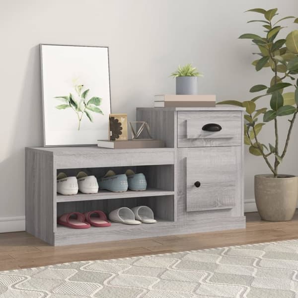 The Living Store skoskab 100x42x60 cm konstrueret træ grå sonoma-eg -  Skoopbevaring