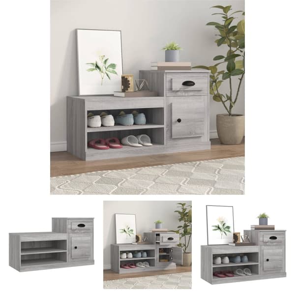 The Living Store skoskab 100x42x60 cm konstrueret træ grå sonoma-eg -  Skoopbevaring