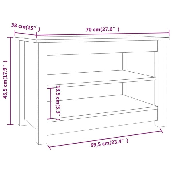 The Living Store Kenkäpenkki musta 70x38x45,5 cm täysi mänty - Kenkähyllyt & -telineet