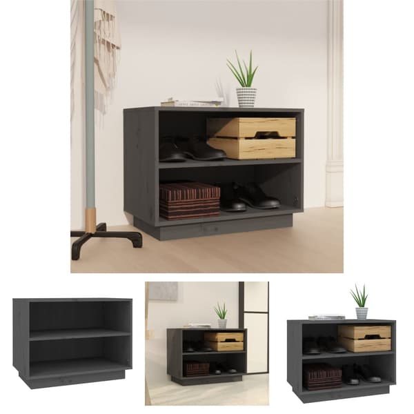 The Living Store skoreol 60x34x45 cm massivt fyrretræ grå -  Skoopbevaring