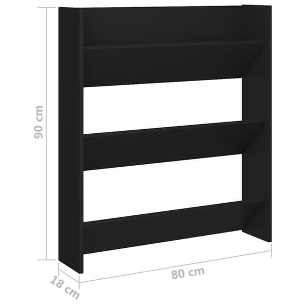 The Living Store væghængt skoskab 80x18x90 cm spånplade sort -  Skoopbevaring