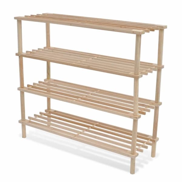The Living Store skoreoler med 4 hylder 2 stk. massivt fyrretræ -  Skoopbevaring