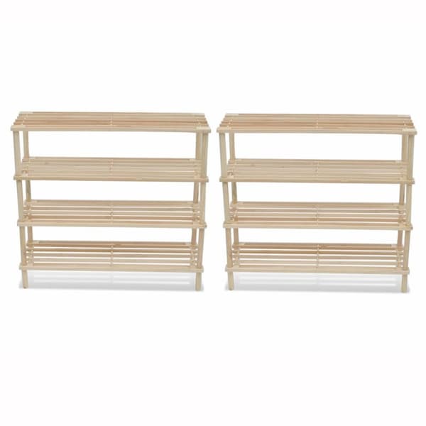 The Living Store skoreoler med 4 hylder 2 stk. massivt fyrretræ -  Skoopbevaring