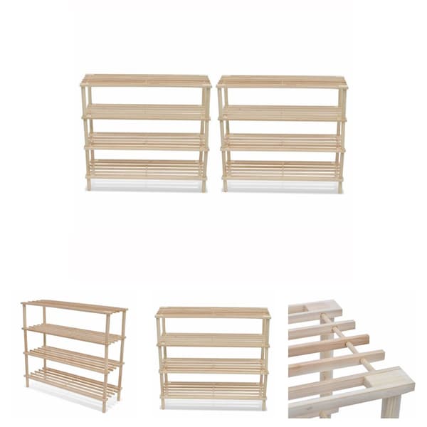 The Living Store skoreoler med 4 hylder 2 stk. massivt fyrretræ - Skoopbevaring
