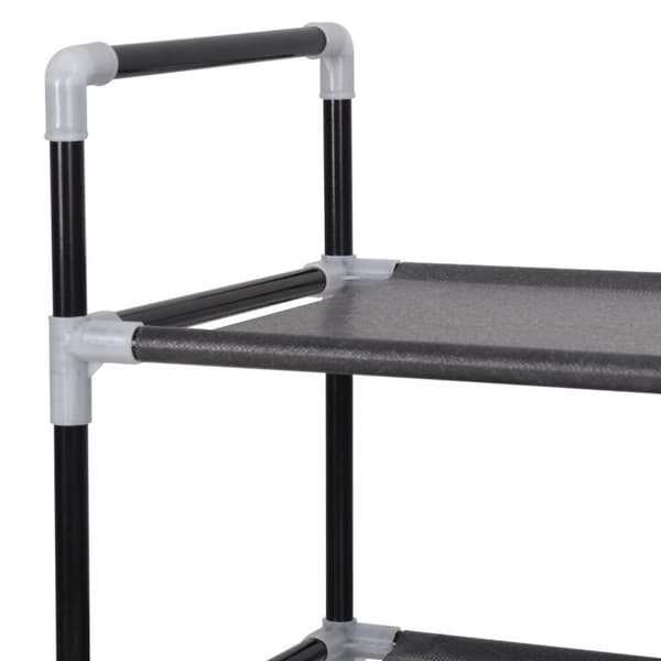 The Living Store skostativ med 8 hylder metal og ikke-vævet stof sort - Skoopbevaring