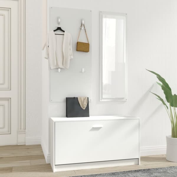 The Living Store Skoskåp 3-i-1 set vit konstruerat trä -  Skoställ & skohyllor